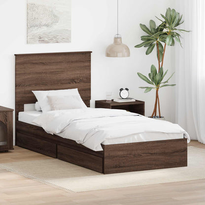 Letto con Contenitore con testiera Rovere Marrone 75 x 190 cm