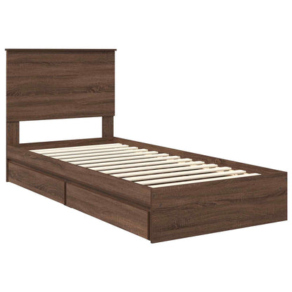Letto con Contenitore con testiera Rovere Marrone 75 x 190 cm