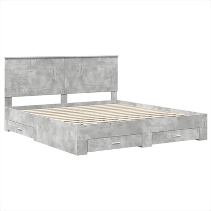 Struttura del letto con testiera Grigio cemento 200 x 200 cm | homemem39