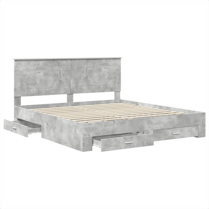 Struttura del letto con testiera Grigio cemento 200 x 200 cm | homemem39