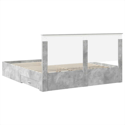 Struttura del letto con testiera Grigio cemento 200 x 200 cm | homemem39