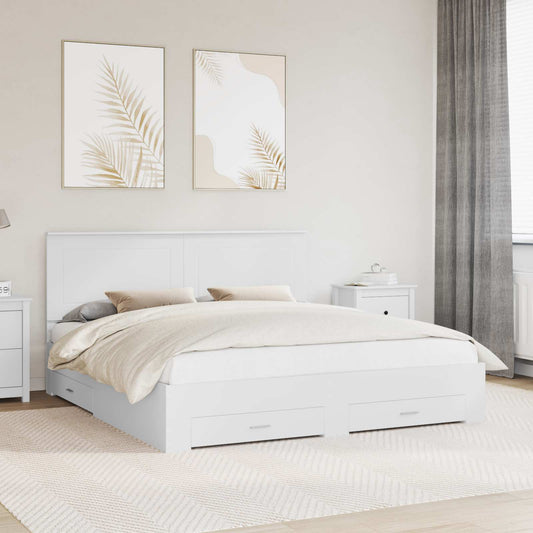 Struttura del letto Bianco 180 x 200 cm Legno multistrato | homemem39