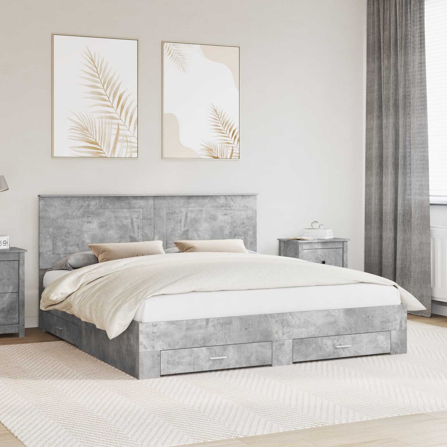 Struttura del letto con testiera Grigio cemento 180 x 200 cm | homemem39