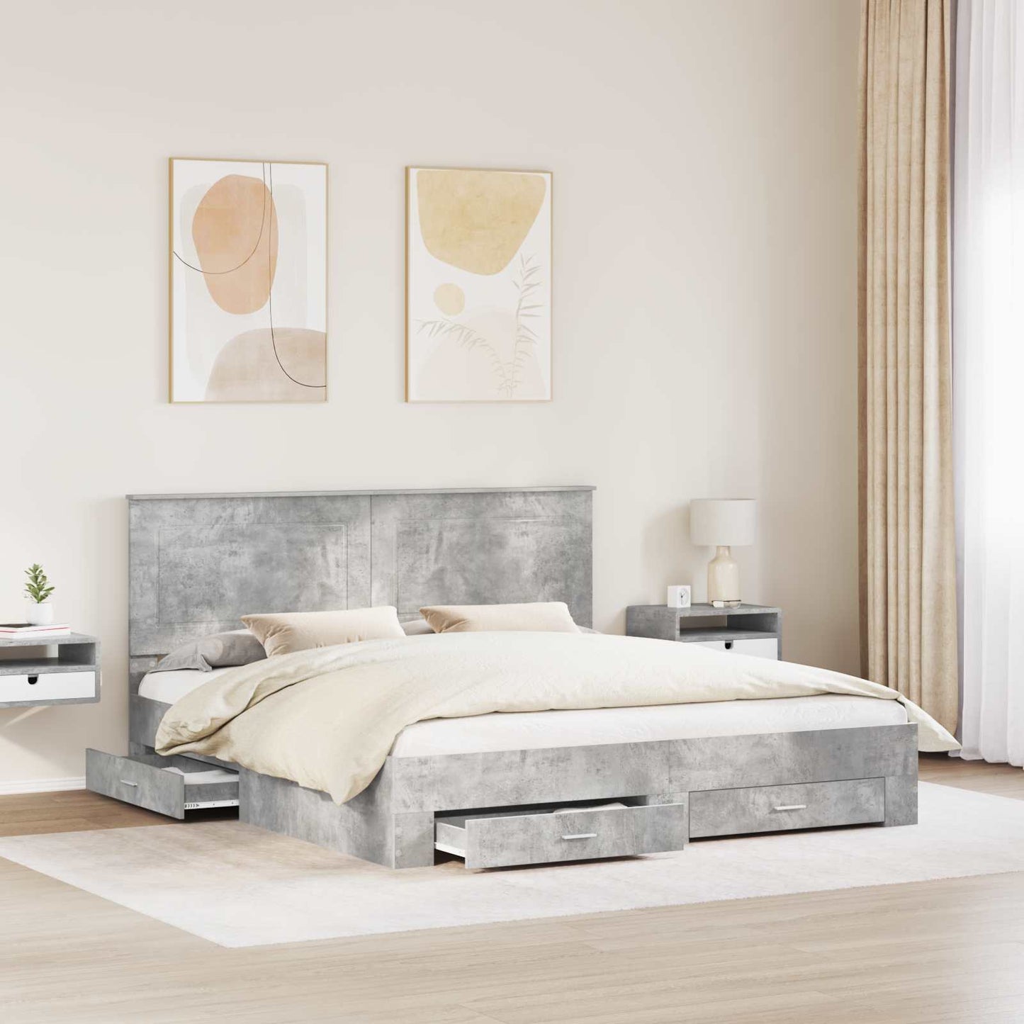 Struttura del letto con testiera Grigio cemento 180 x 200 cm | homemem39