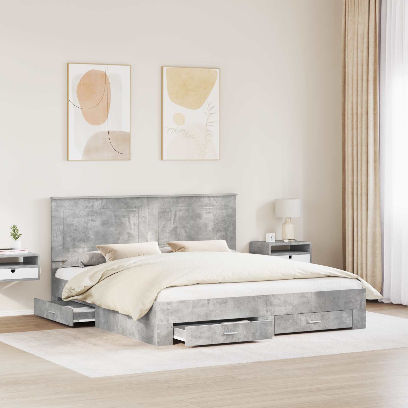 Struttura del letto con testiera Grigio cemento 180 x 200 cm | homemem39
