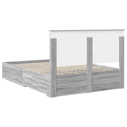 Struttura del letto con testiera Grigio Sonoma 160 x 200 cm | homemem39