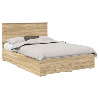 Struttura del letto con testiera Rovere Sonoma 150 x 200 cm | homemem39