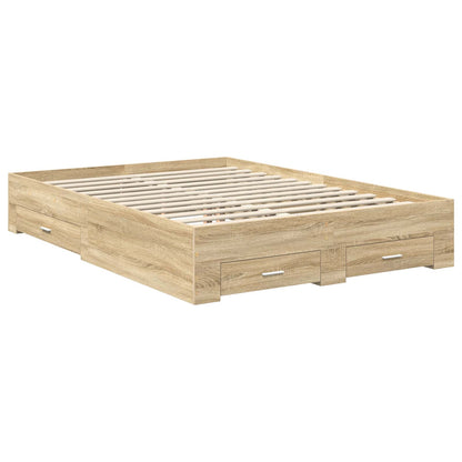 Struttura del letto con testiera Rovere Sonoma 150 x 200 cm | homemem39