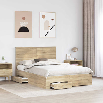 Struttura del letto con testiera Rovere Sonoma 140 x 190 cm | homemem39