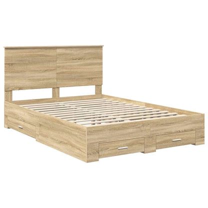 Struttura del letto con testiera Rovere Sonoma 140 x 190 cm | homemem39