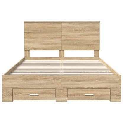Struttura del letto con testiera Rovere Sonoma 140 x 190 cm | homemem39