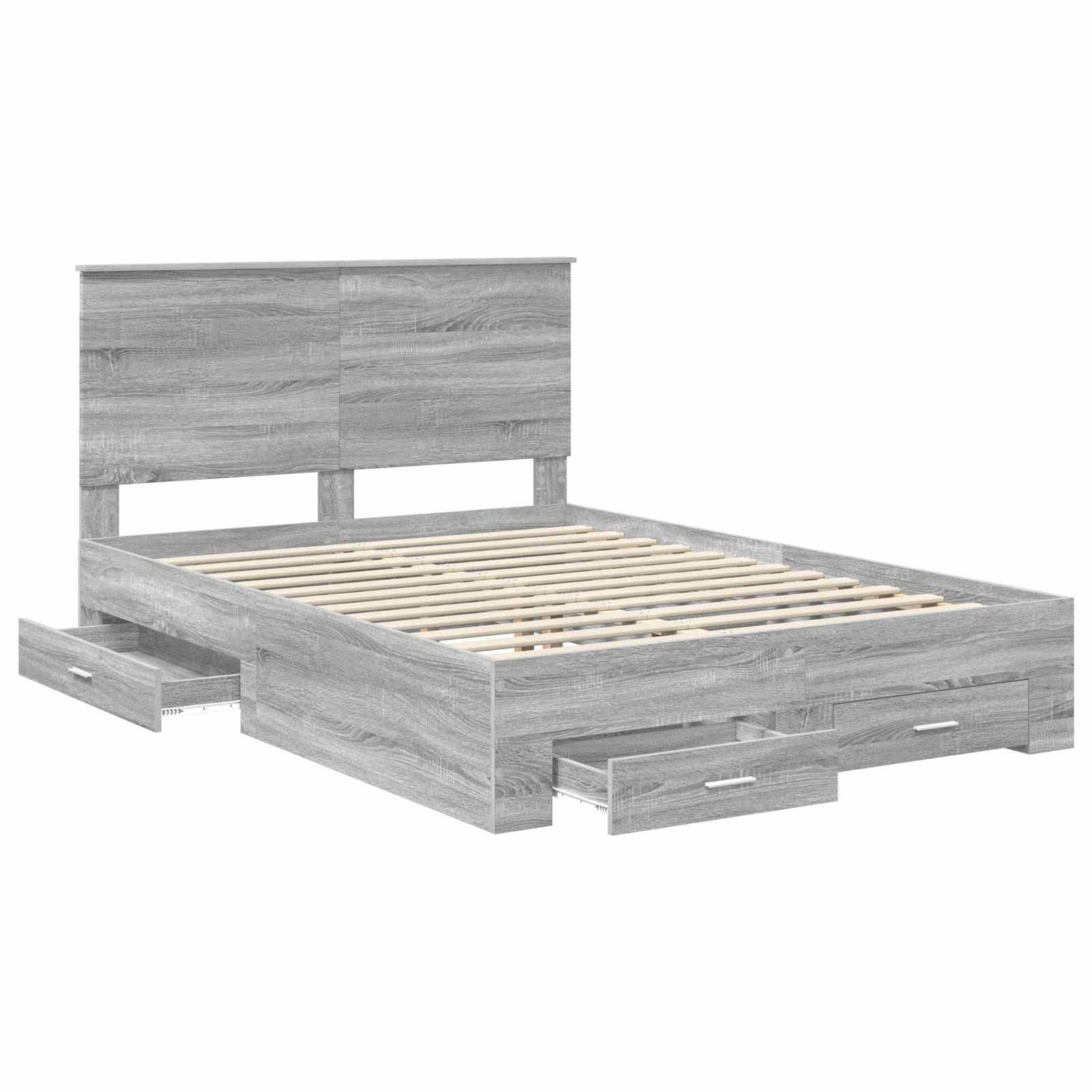 Struttura del letto con testiera Grigio Sonoma 140 x 190 cm | homemem39