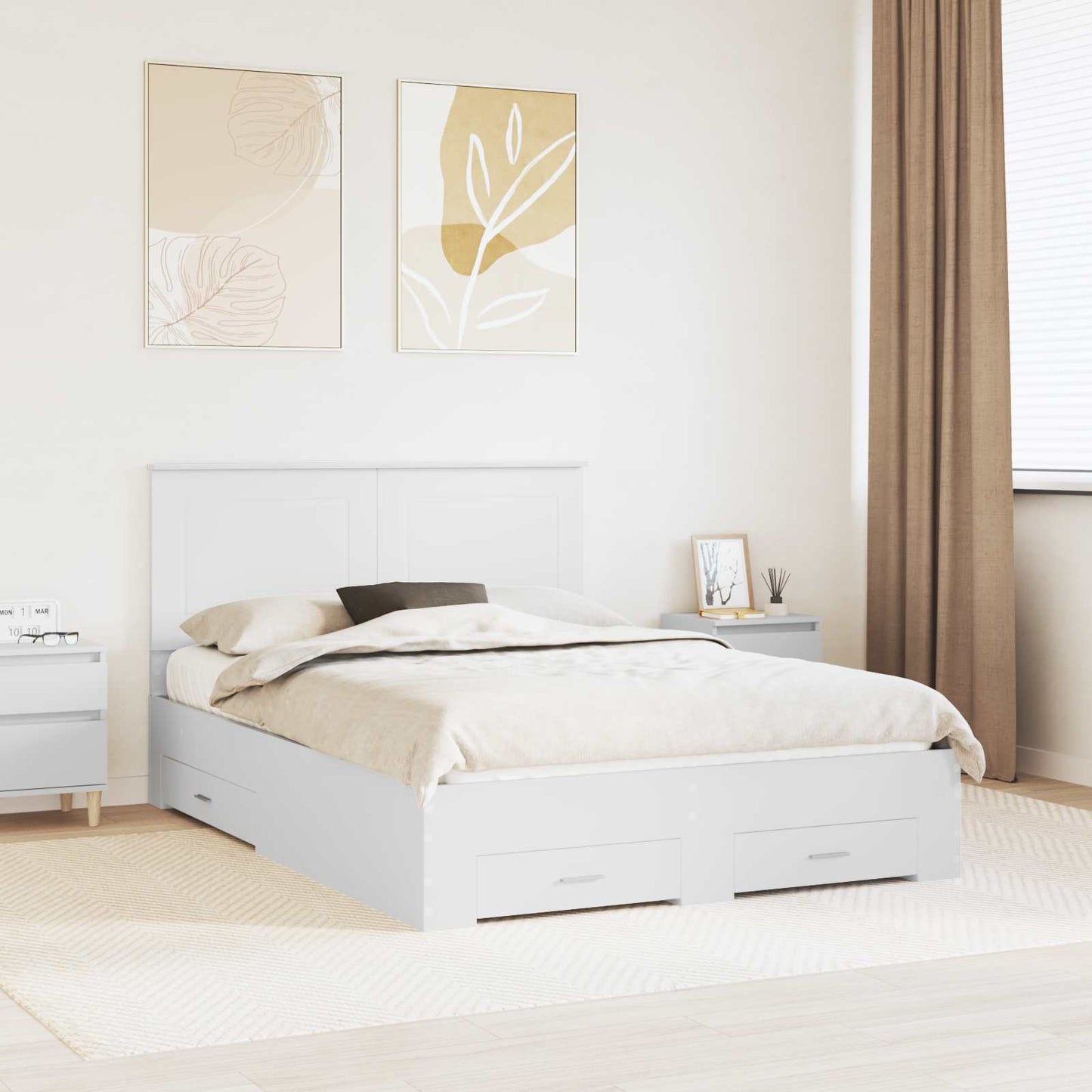 Struttura del letto Bianco 140 x 200 cm Legno multistrato | homemem39