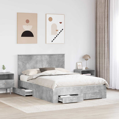 Struttura del letto con testiera Grigio cemento 140 x 200 cm | homemem39