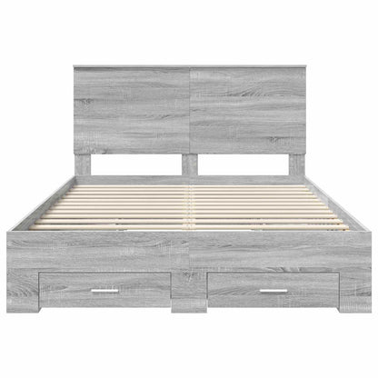 Struttura del letto con testiera Grigio Sonoma 140 x 200 cm | homemem39