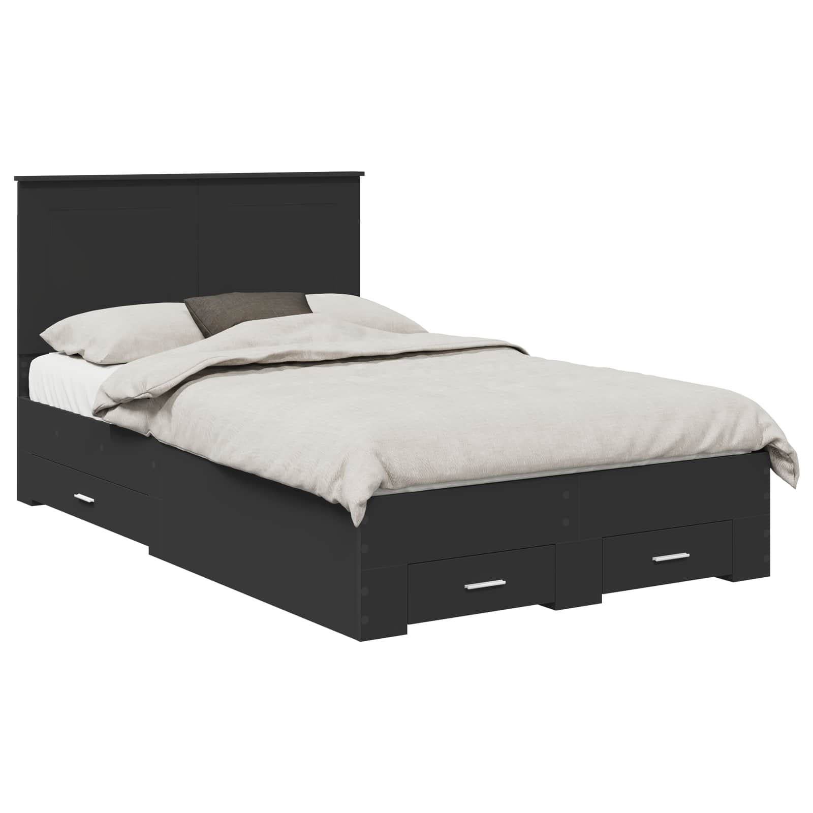Struttura del letto Nero 135 x 190 cm Legno multistrato | homemem39