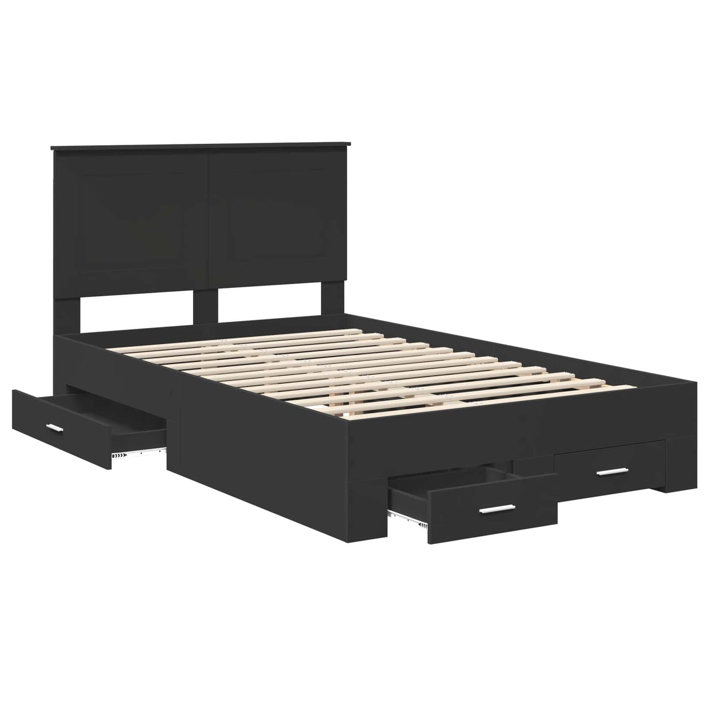 Struttura del letto Nero 135 x 190 cm Legno multistrato | homemem39
