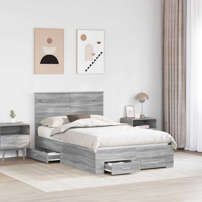 Struttura del letto con testiera Grigio Sonoma 135 x 190 cm | homemem39
