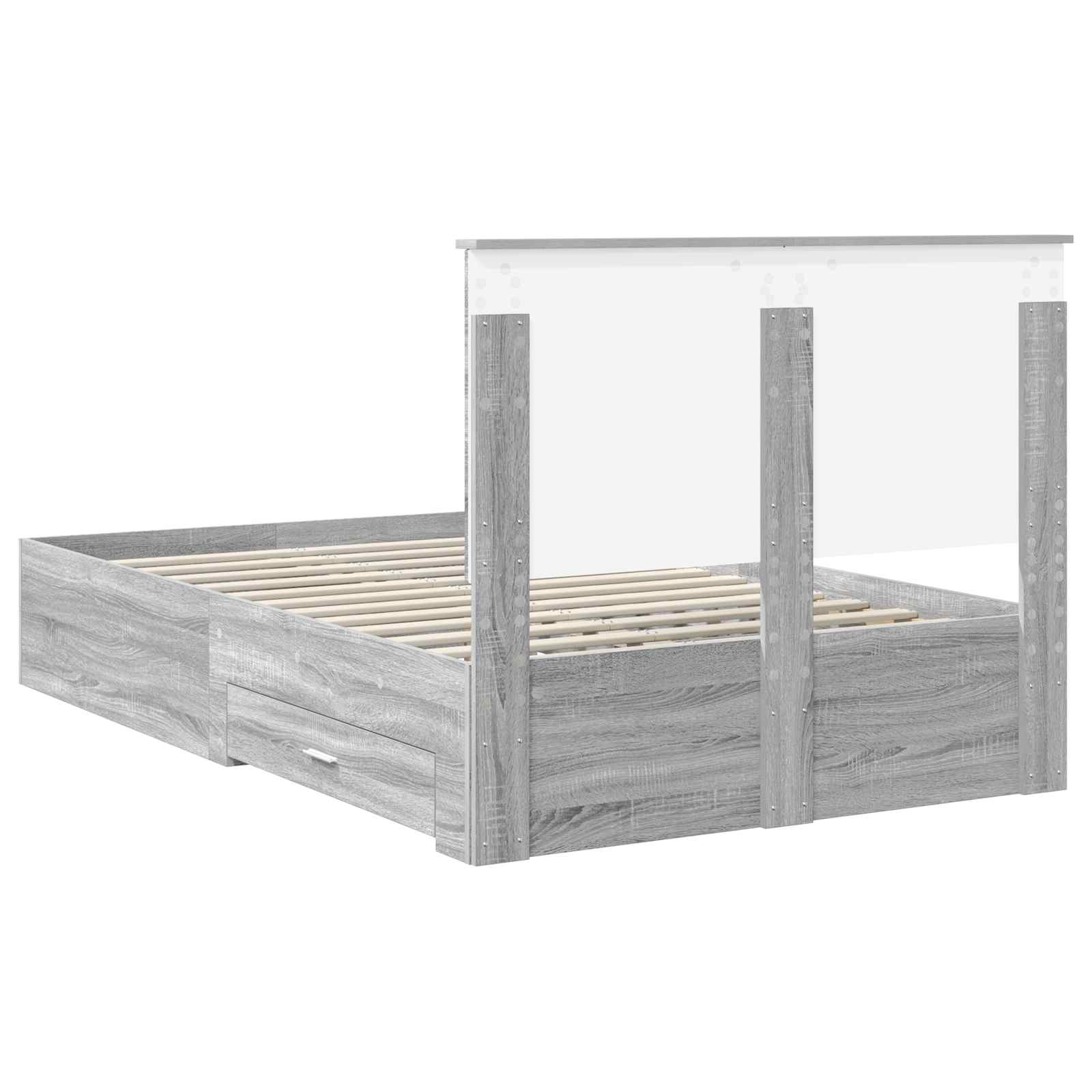 Struttura del letto con testiera Grigio Sonoma 135 x 190 cm | homemem39