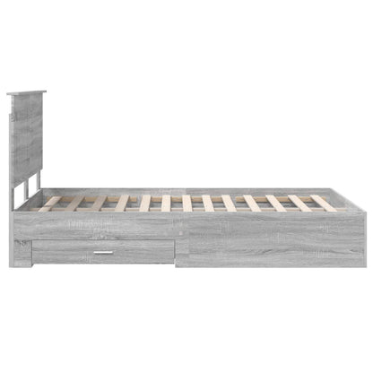 Struttura del letto con testiera Grigio Sonoma 135 x 190 cm | homemem39
