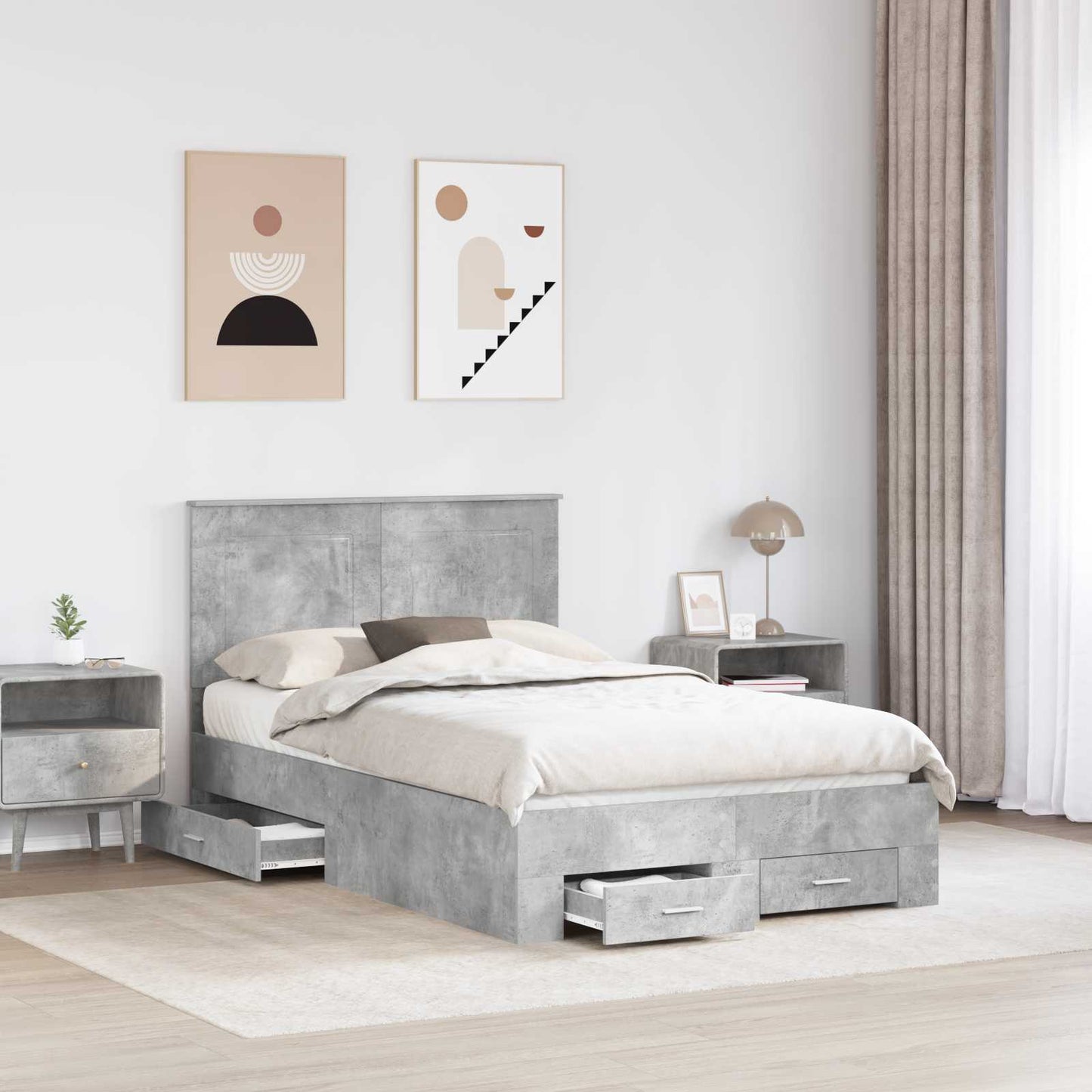 Struttura del letto con testiera Grigio cemento 120 x 190 cm | homemem39