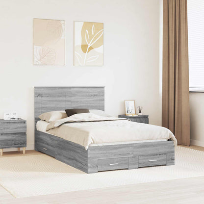 Struttura del letto con testiera Grigio Sonoma 120 x 190 cm | homemem39