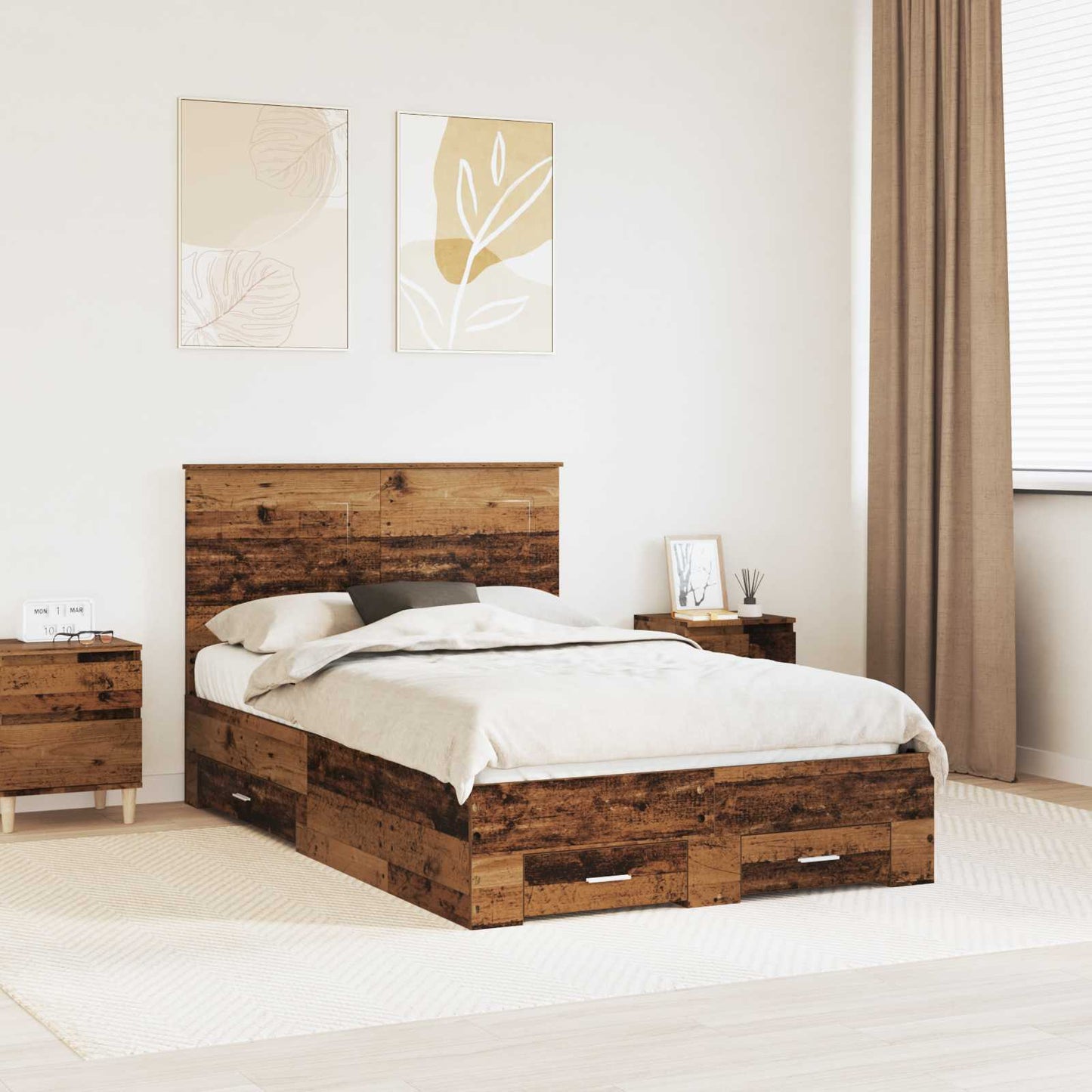 Struttura del letto con testiera Legno vecchio 120 x 190 cm | homemem39