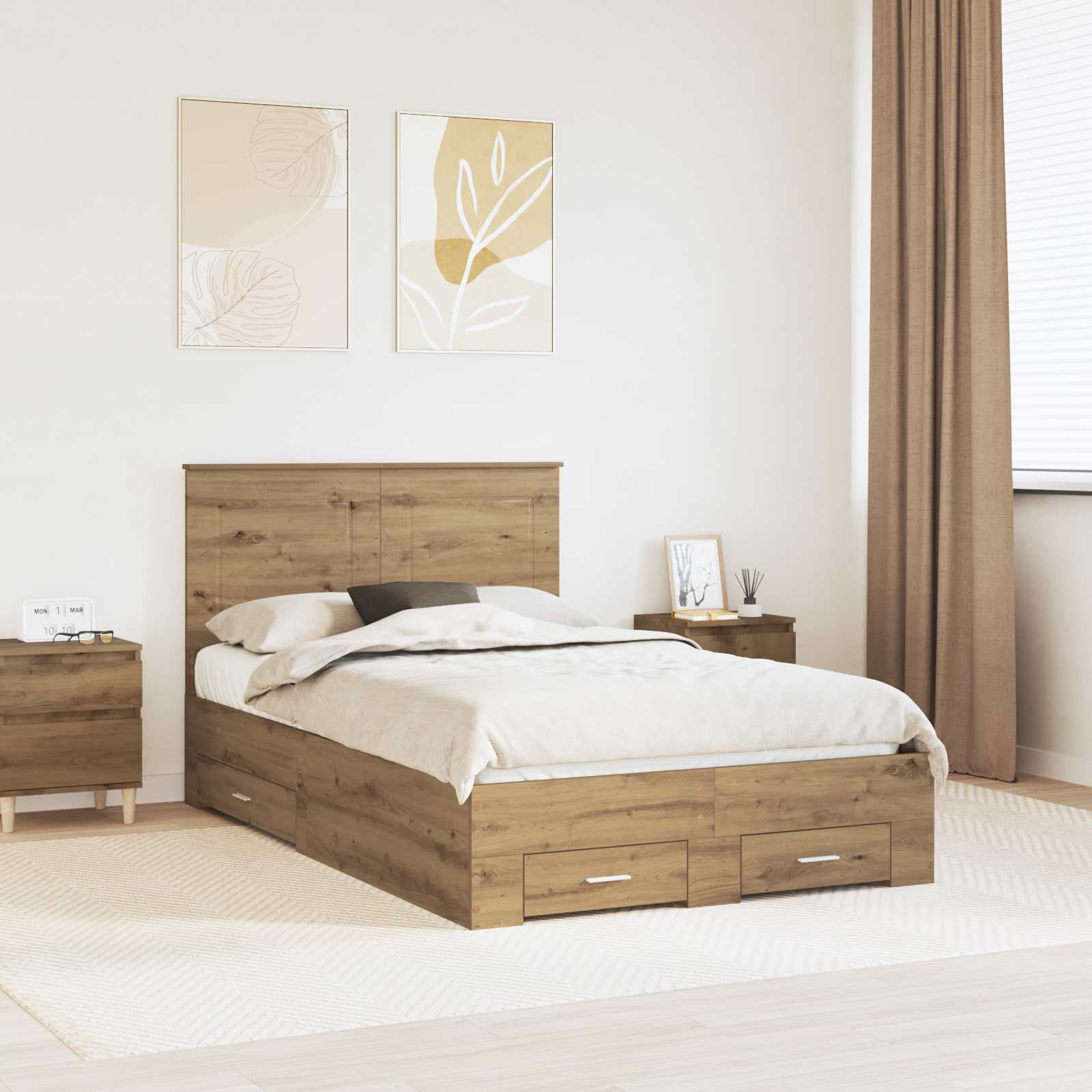 Struttura del letto Rovere artigianale 120 x 190 cm | homemem39