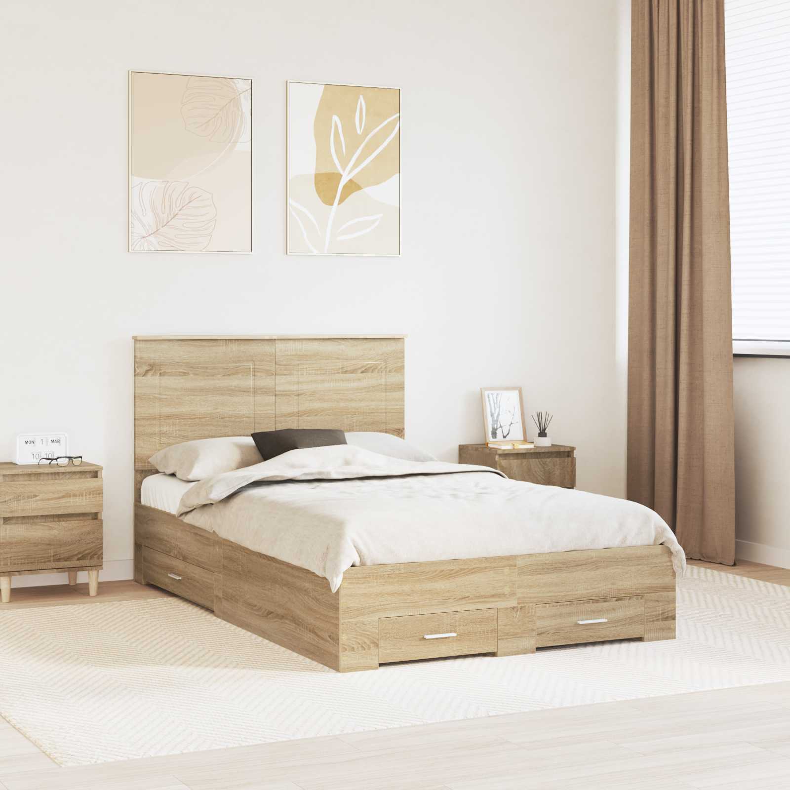 Struttura del letto con testiera Rovere Sonoma 120 x 200 cm | homemem39