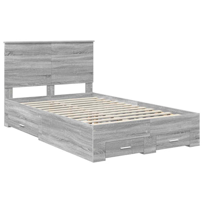 Struttura del letto con testiera Grigio Sonoma 120 x 200 cm | homemem39
