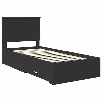 Struttura del letto con testiera Nero e Argento 100 x 200 cm | homemem39