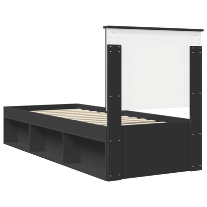 Struttura del letto con testiera Nero e Argento 100 x 200 cm | homemem39