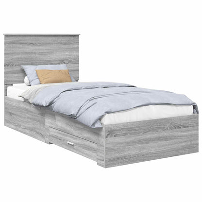 Struttura del letto con testiera Grigio Sonoma 100 x 200 cm | homemem39