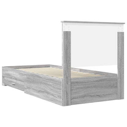 Struttura del letto con testiera Grigio Sonoma 100 x 200 cm | homemem39