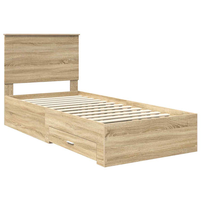 Struttura del letto Rovere Sonoma 90 x 190 cm Legno multistrato | homemem39