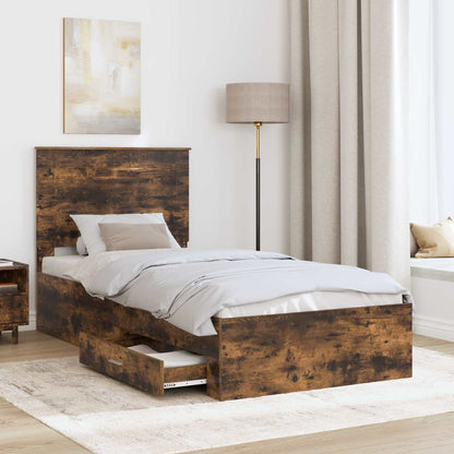 Struttura del letto Rovere fumé 90 x 190 cm Legno multistrato | homemem39
