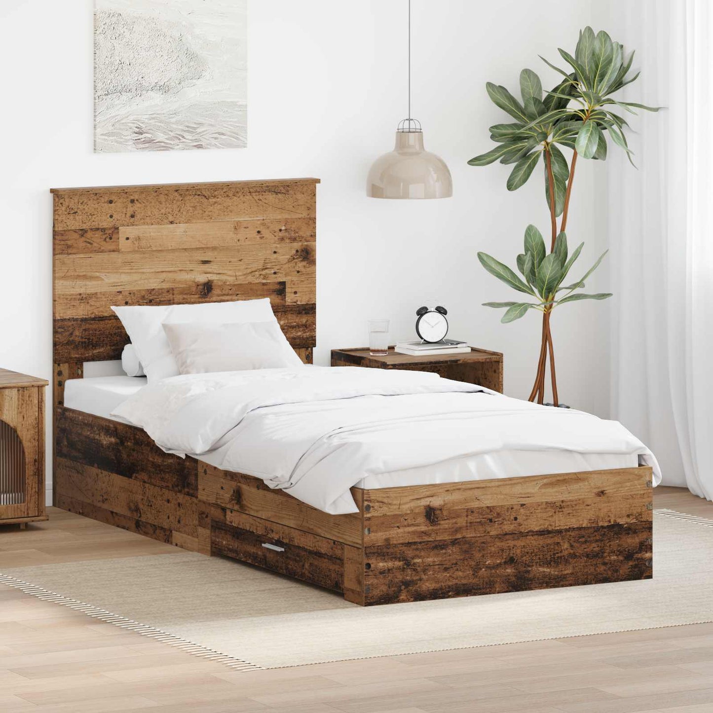 Struttura del letto Legno vecchio 90 x 190 cm Legno multistrato | homemem39