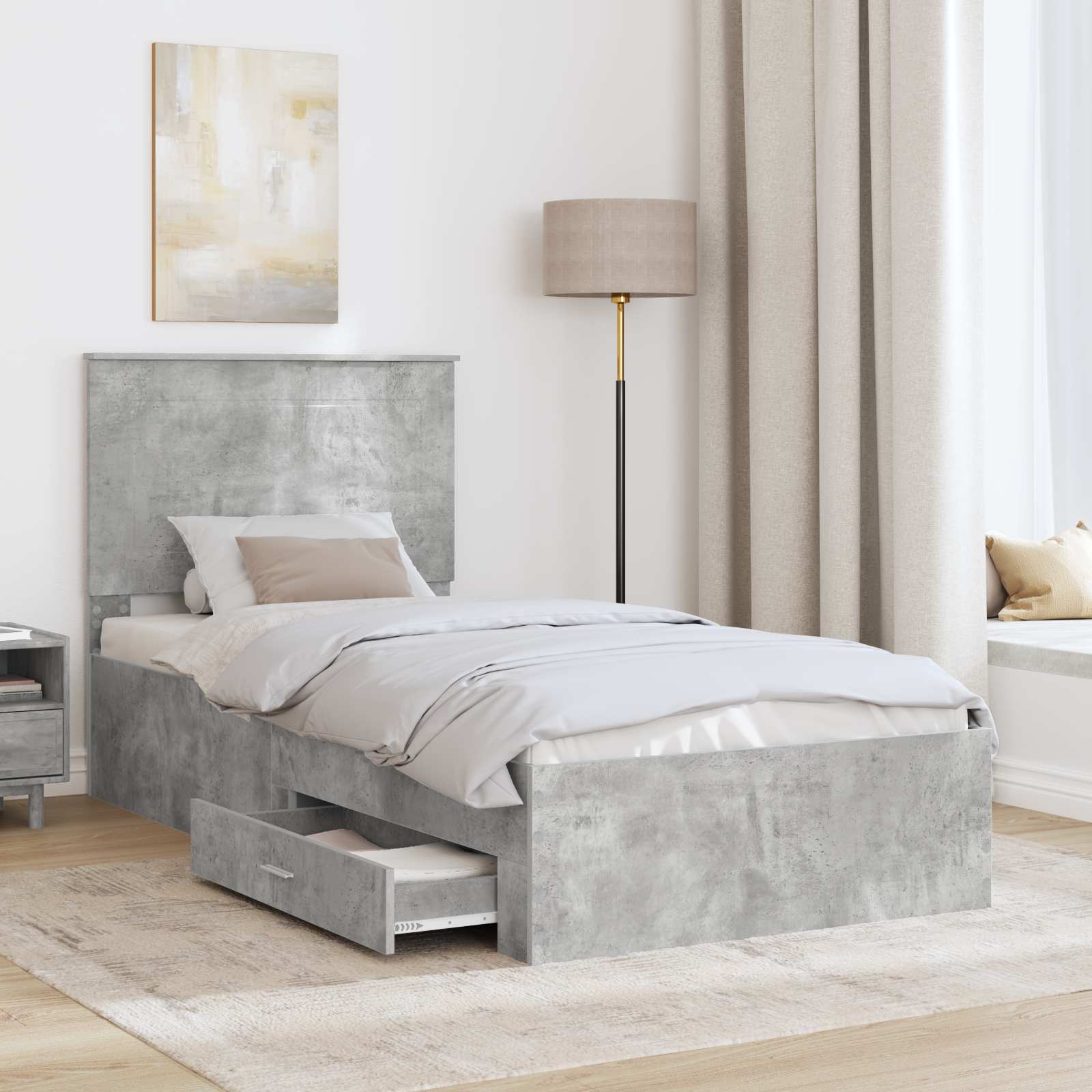 Struttura del letto con testiera Grigio cemento 90 x 200 cm | homemem39