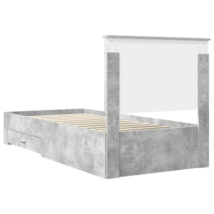 Struttura del letto con testiera Grigio cemento 90 x 200 cm | homemem39