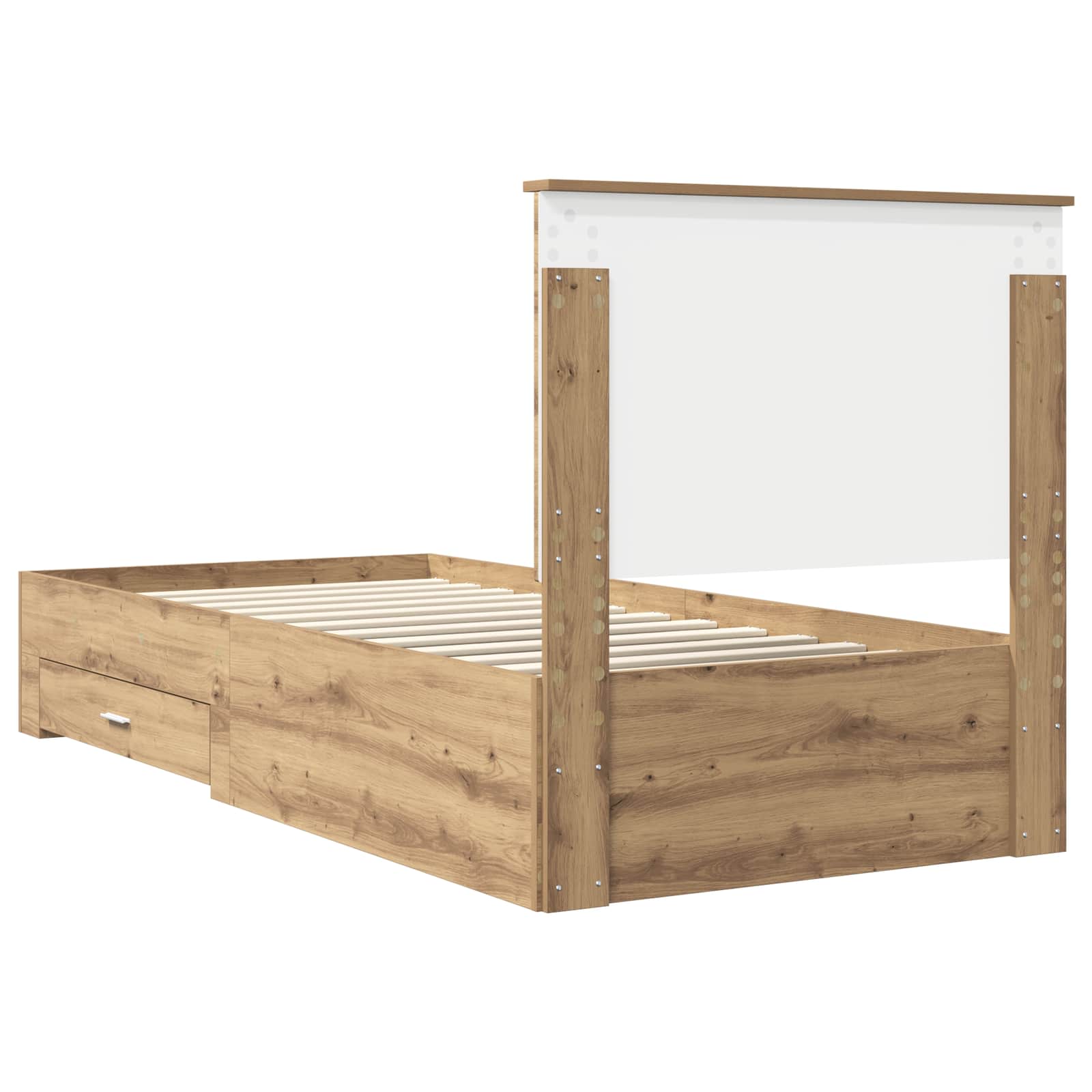 Struttura del letto con cassetto Rovere artigianale 90 x 200 cm | homemem39