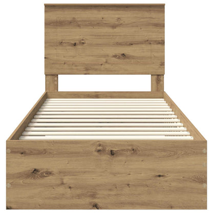 Struttura del letto con cassetto Rovere artigianale 90 x 200 cm | homemem39