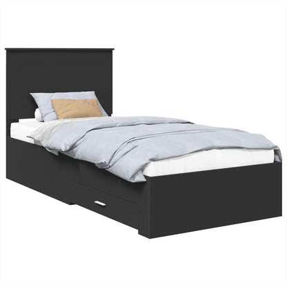 Struttura del letto con testiera Nero e Argento 75 x 190 cm | homemem39