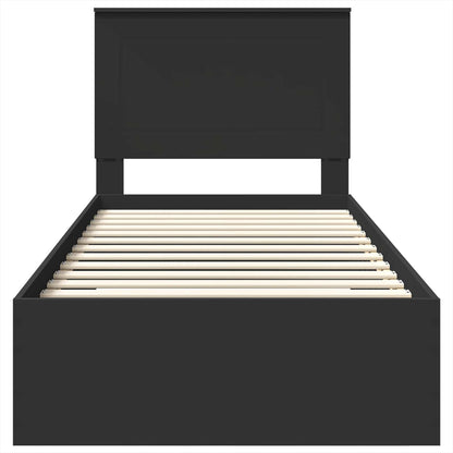 Struttura del letto con testiera Nero e Argento 75 x 190 cm | homemem39