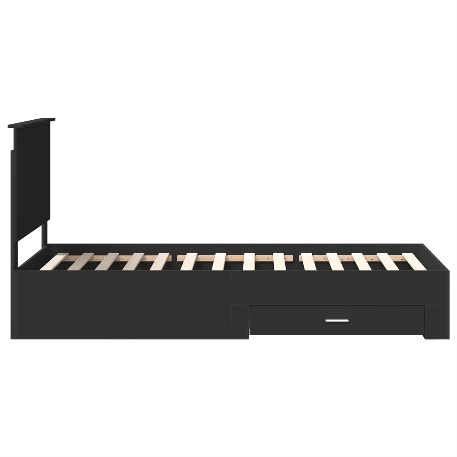 Struttura del letto con testiera Nero e Argento 75 x 190 cm | homemem39