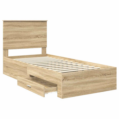 Struttura del letto Rovere Sonoma e Argento 75 x 190 cm | homemem39