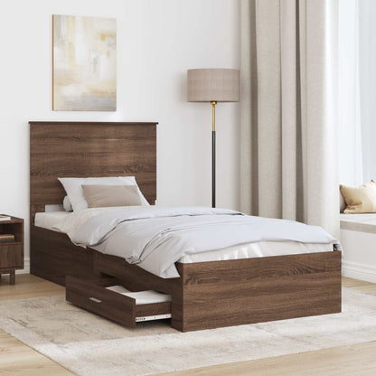 Struttura del letto Rovere Marrone e Argento 75 x 190 cm | homemem39