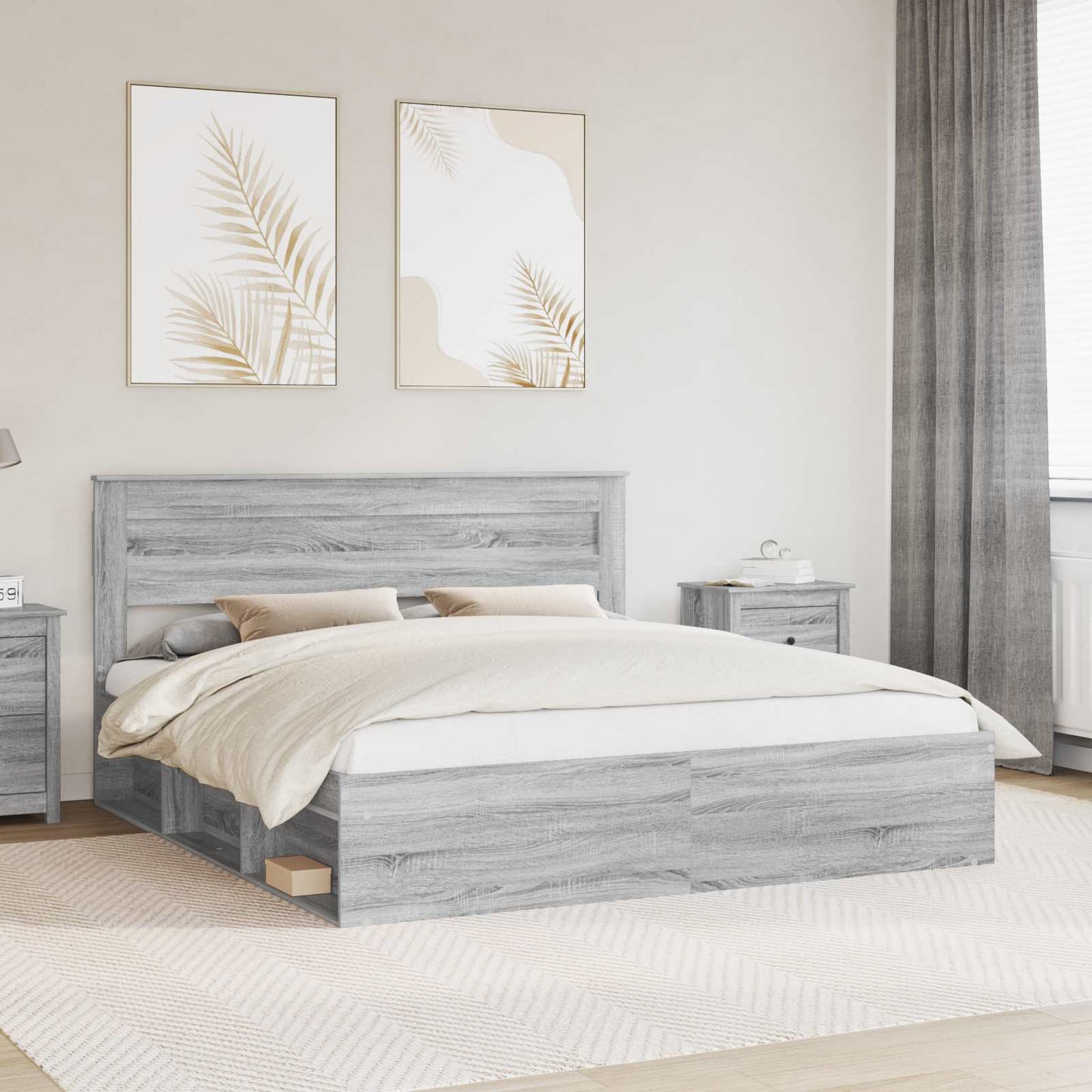 Struttura del letto Grigio Sonoma 200 x 200 cm Pino massello | homemem39
