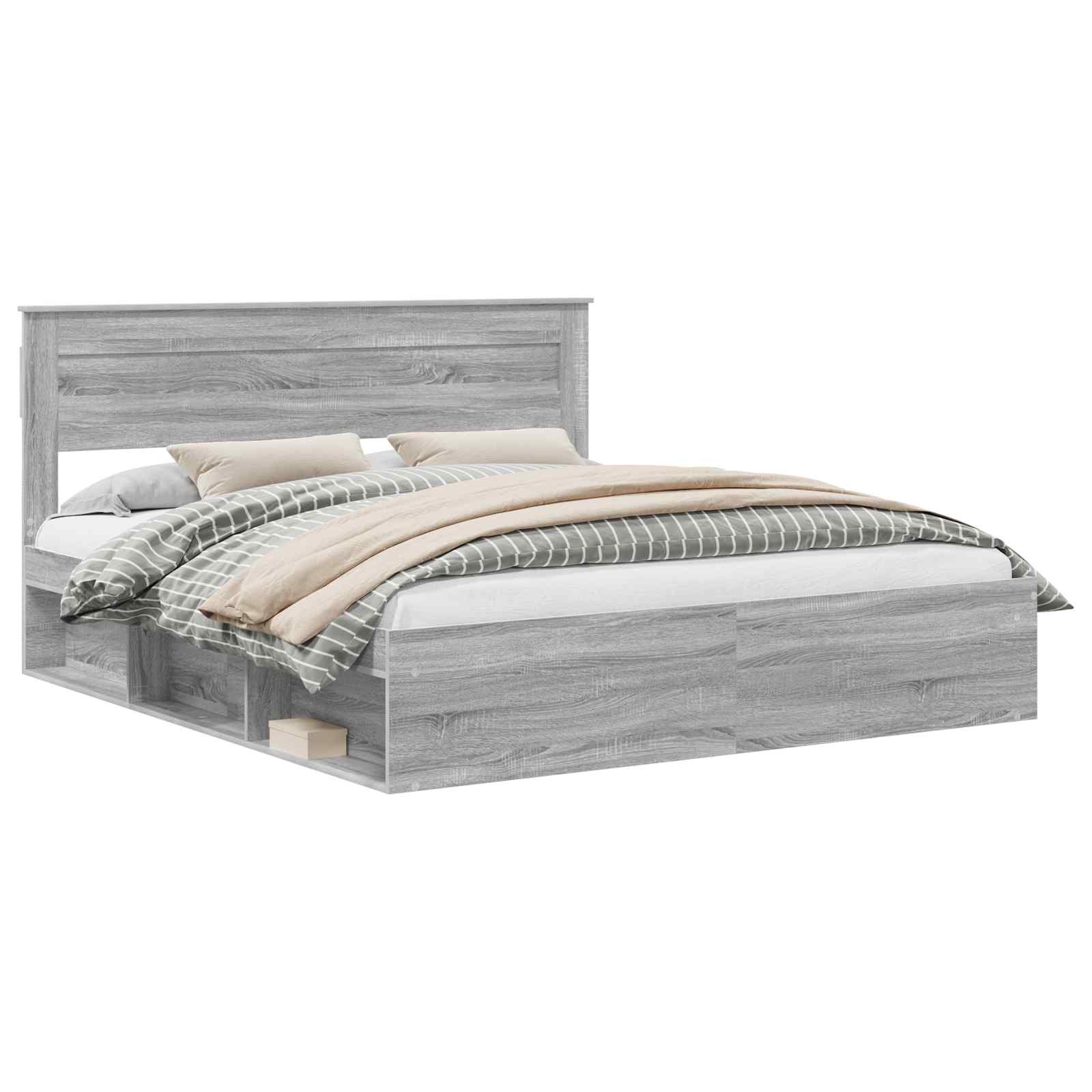 Struttura del letto Grigio Sonoma 200 x 200 cm Pino massello | homemem39