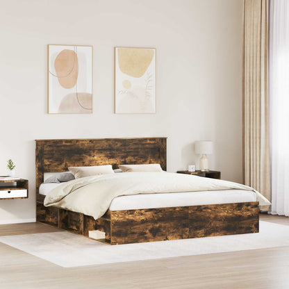 Struttura del letto Rovere fumé 180 x 200 cm Pino massello | homemem39