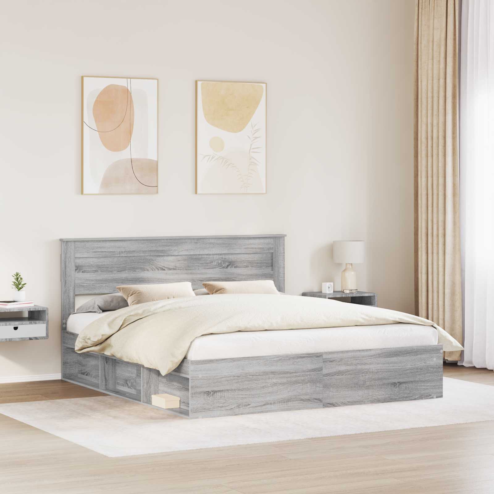 Struttura del letto Grigio Sonoma 180 x 200 cm Pino massello | homemem39